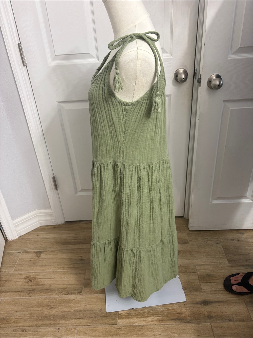 Tie-Strap Olive Green Maxi Sundress - Picture 3 of 5